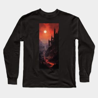 red moon in haunted village Long Sleeve T-Shirt